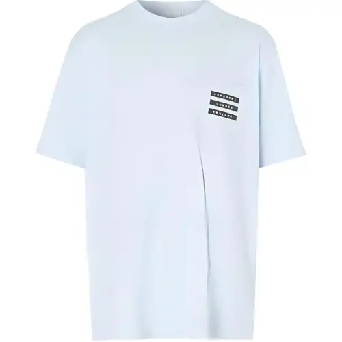 Burberry T Shirts Men's Light Blue Crew Neck Moderate Straight Fit