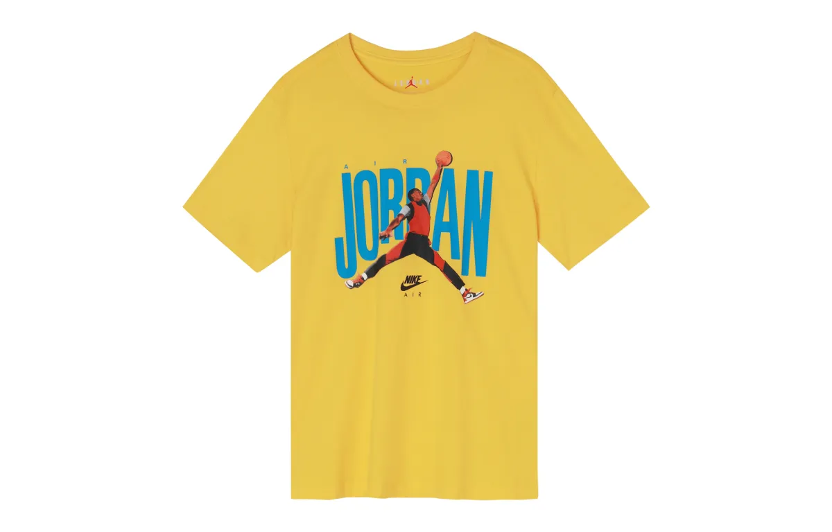 Jordan T-Shirts Men's Yellow Crew Neck Moderate Straight Fit