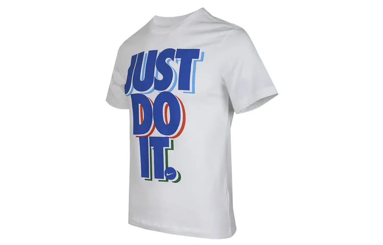 Nike T-Shirts Men's White Crew Neck Moderate Straight Fit