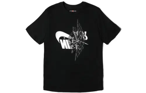 Jordan T Shirts Men's Black Crew Neck Moderate Straight Fit