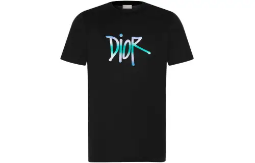 DIOR Quarterly New Products T Shirts Men's Black Crew Neck Moderate Straight Fit