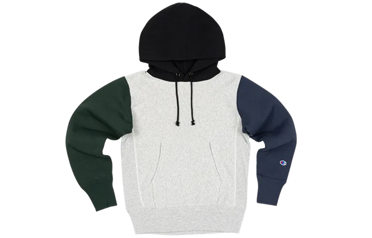Champion Multicolor Fleece Lined, Winter Sweatshirt Men's Gray Patchwork