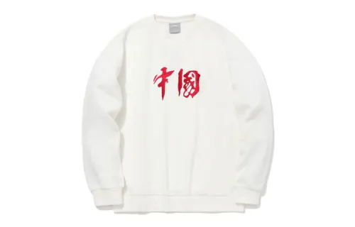 Li Ning Sweatshirts Unisex Ivory Crew Neck Moderate Regular