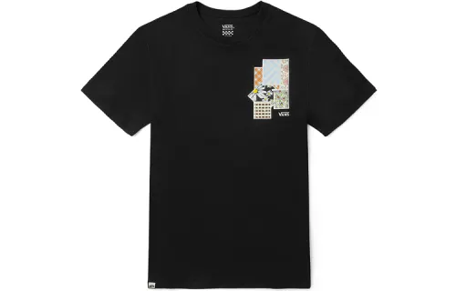 Vans T Shirts Unisex Black Crew Neck Moderate Straight Fit