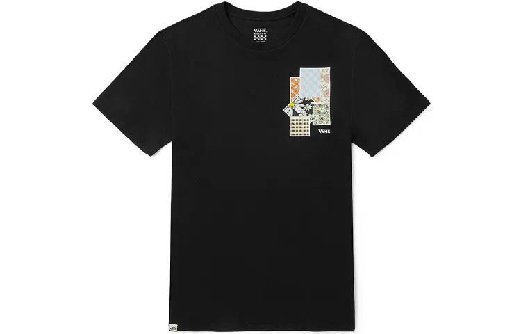 Vans T Shirts Unisex Black Crew Neck Moderate Straight Fit