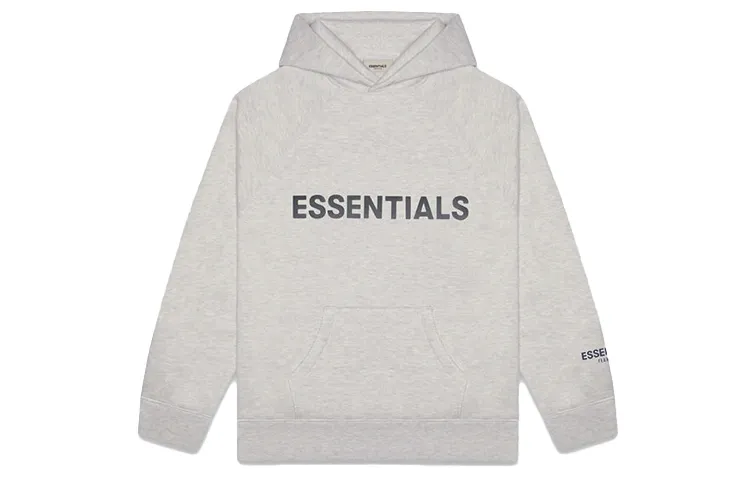 Fear Of God Essentials 3D Silicon Applique Pullover Hoodie Oatmeal Heather