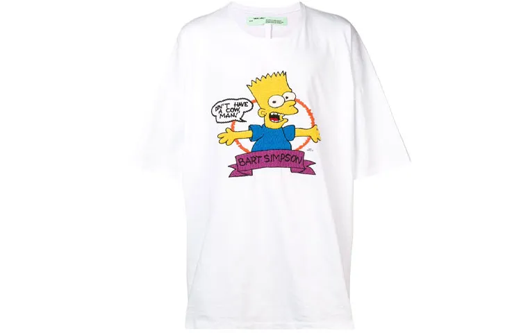 OFF WHITE SS19 T Shirts Men's Crew Neck Moderate Straight Fit