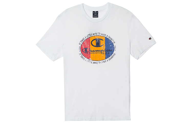 Champion Crew Neck Fitted Straight Fit Short Sleeved T Shirt Unisex White