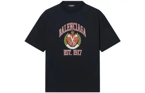 Balenciaga T Shirts Men's Black Crew Neck Moderate Straight Fit