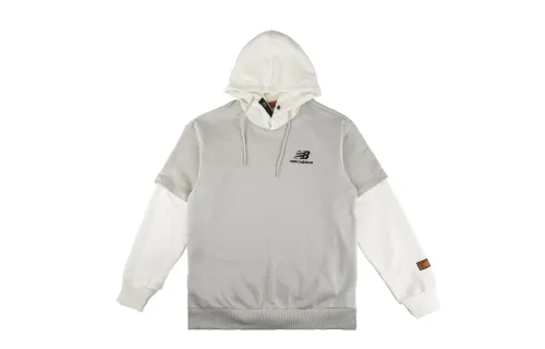 New Balance Sweatshirts Unisex Light Gray Crew Neck Moderate Mock Two Piece