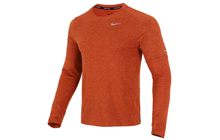 Nike T-Shirts Men's Orange Red Crew Neck Moderate Straight Fit