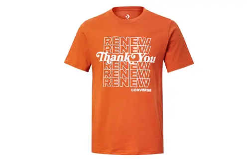 Converse T Shirts Men's Orange Crew Neck Moderate Straight Fit