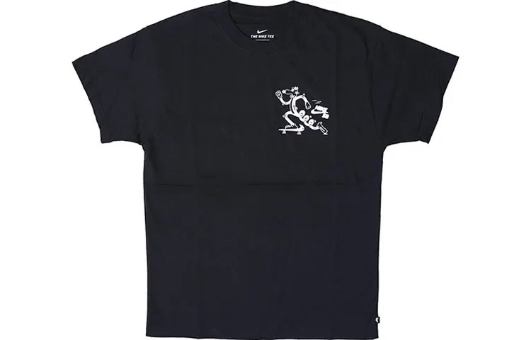 Nike T-Shirts Men's Black Crew Neck Moderate Straight Fit