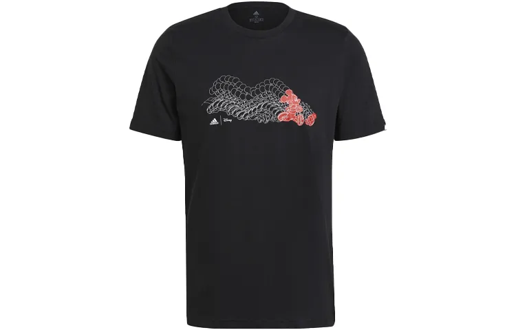 Adidas X Disney Collaboration T-Shirts Men's Black Crew Neck Moderate Straight Fit