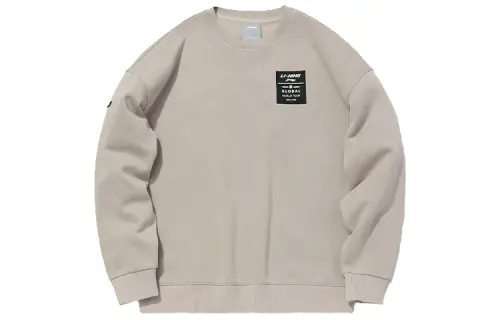 Li Ning Sweatshirts Unisex Light White Purple Crew Neck Moderate Regular