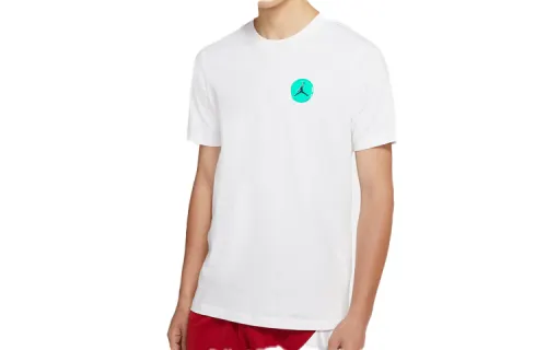Jordan T Shirts Men's White Crew Neck Moderate Straight Fit