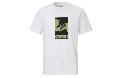 Converse T Shirts Men's White Crew Neck Moderate Straight Fit