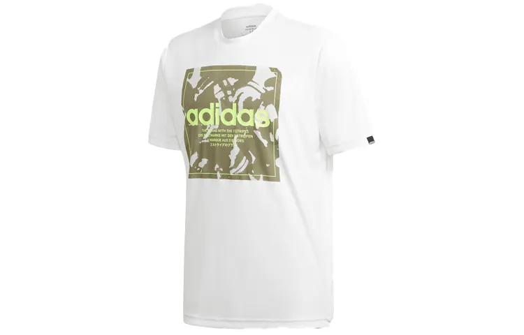 Adidas T-Shirts Men's White Crew Neck Moderate Straight Fit