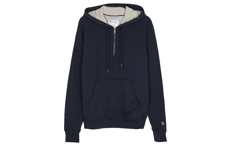 Champion Left Chest Small Script Logo Fleece Lined Pullover Sweatshirt US Version Men's Navy Blue