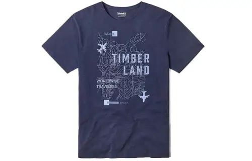 Timberland T Shirts Men's Blue Crew Neck Moderate Straight Fit