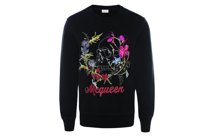 Мужское худи Alexander McQueen Deconstructed Floral Skull (черное)