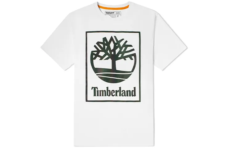 Timberland T-Shirts Men's White Crew Neck Moderate Straight Fit
