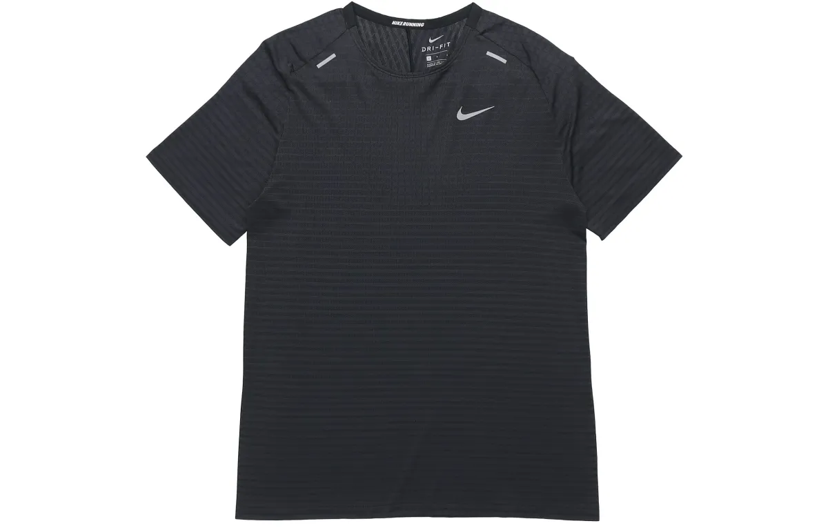 Nike T-Shirts Men's Black Crew Neck Moderate Straight Fit