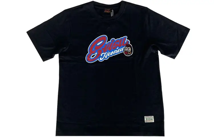 EVISU T Shirts Men's Black Crew Neck Moderate Straight Fit