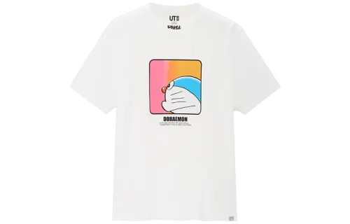 UNIQLO T Shirts Unisex White Crew Neck Moderate Straight Fit