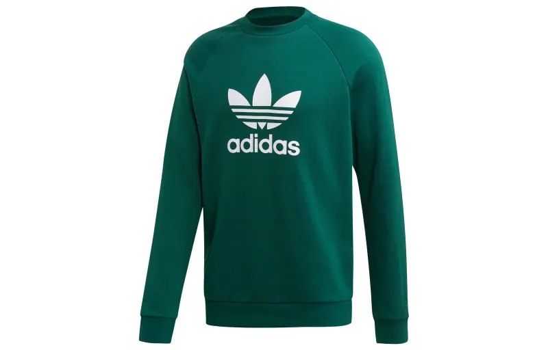 Adidas Originals Sweatshirts Men's Green Crew Neck Moderate Cardigan