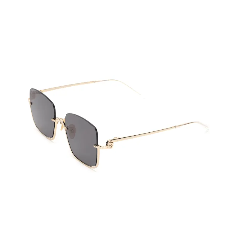 GUCCI SS23 Women's Romantic Alloy Frame Square Sunglasses Black