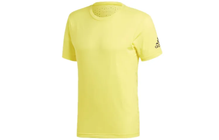 Adidas T-Shirts Men's Bright Yellow Crew Neck Moderate Straight Fit