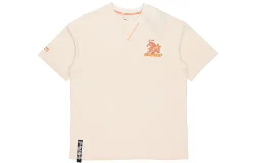 Li Ning T Shirts Men's Cassava Apricot Crew Neck Moderate Straight Fit