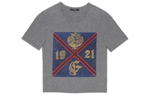GUCCI T Shirts Men's Dark Gray Crew Neck Moderate Straight Fit
