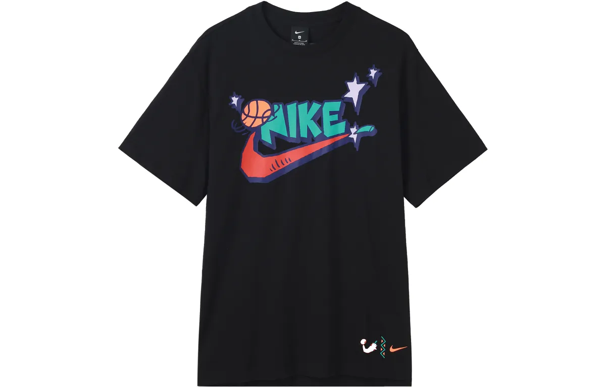 Nike T-Shirts Men's Black Crew Neck Moderate Straight Fit
