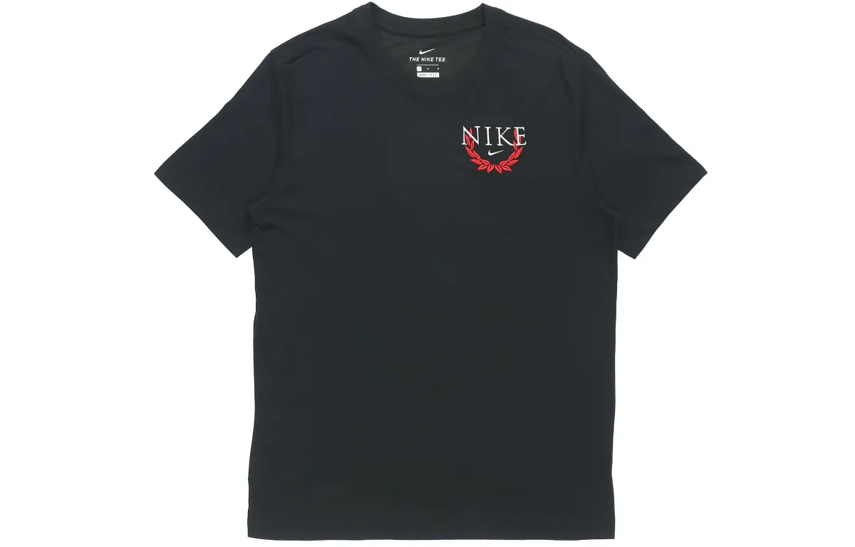 Nike T-Shirts Men's Black Crew Neck Moderate Straight Fit