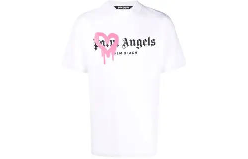 PALM ANGELS Palm Beach Heart Sprayed Logo T Shirt