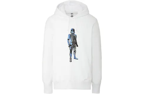 UNIQLO Sweatshirts Men's White Hooded Moderate Regular