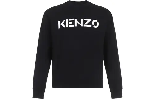 KENZO Letter Logo Sweatshirts Men's Black Crew Neck Moderate Heavyweight