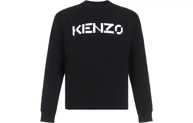 KENZO Letter Logo Sweatshirts Men's Black Crew Neck Moderate Heavyweight