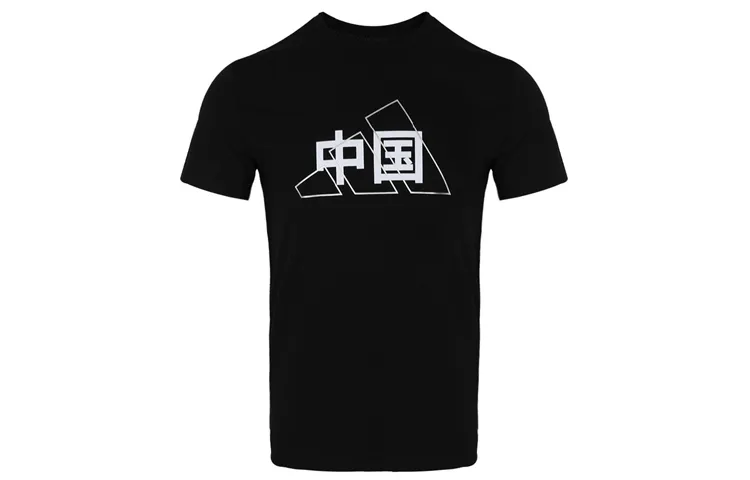 Adidas T-Shirts Men's Black Crew Neck Moderate Straight Fit