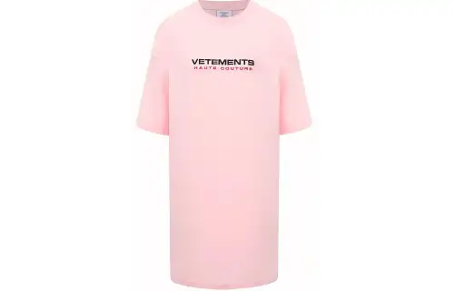 Vetements T Shirts Unisex Pink Crew Neck Moderate Straight Fit