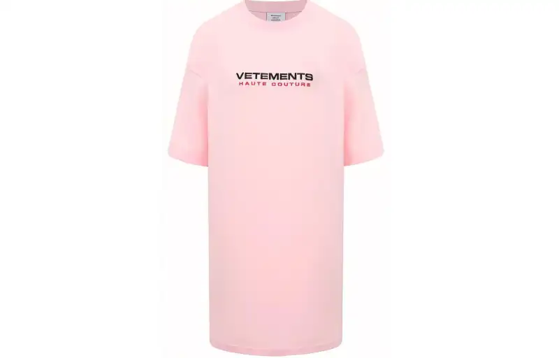 Vetements T Shirts Unisex Pink Crew Neck Moderate Straight Fit