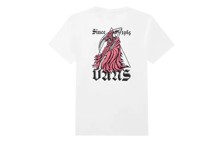 Vans T-Shirts Men's White Crew Neck Moderate Straight Fit