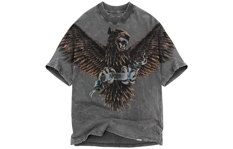 REPRESENT T Shirts Men's Dark Gray Crew Neck Moderate Heavyweight