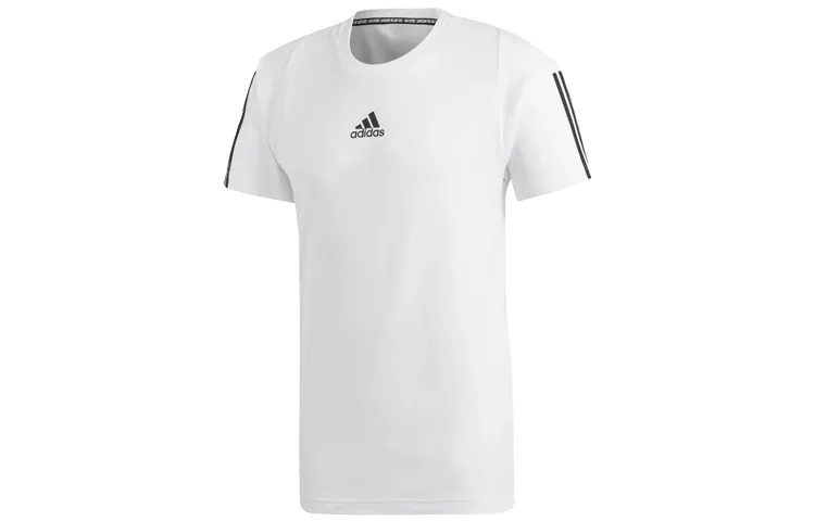 Adidas T-Shirts Men's White Crew Neck Moderate Straight Fit