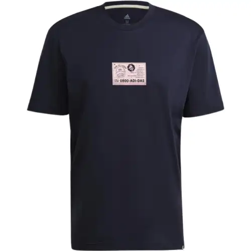 Adidas T Shirts Men's Ink Blue Crew Neck Moderate Straight Fit
