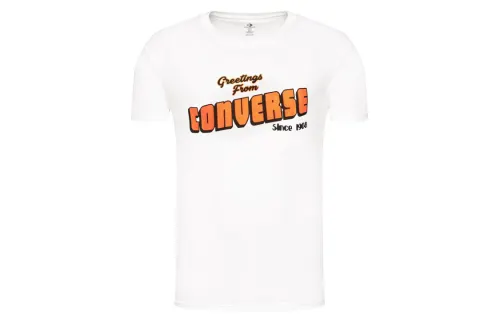 Converse T Shirts Men's White Crew Neck Moderate Straight Fit