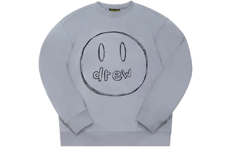 Drew House Sketch Mascot Sweatshirt Sketch Pullover Crew Neck Cartoon Smiley Face Logo Sports Fleece Lined Sweatshirt