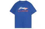 Li Ning T Shirts Men's Blue Crew Neck Moderate Straight Fit